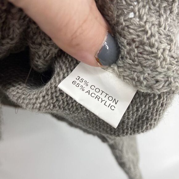 Princess Polly Sweater Womens Gray Preowned cropped cable knit balloon sleeve M - Picture 4 of 6